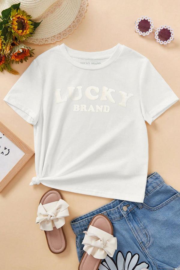 Elo Kid's Lucky Brand Embossed Classic Tee Shirt White