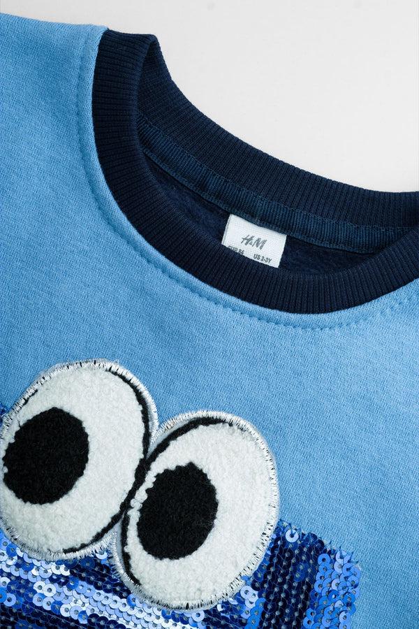 Elo Kid's Maamba Monster Sequin Fleece Sweat Shirt Navy & Sky