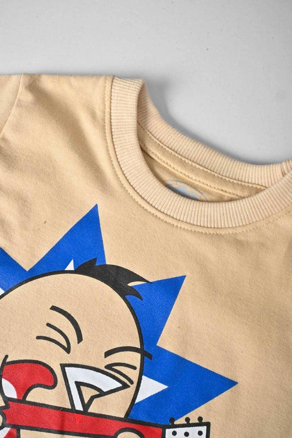 Elo Kid's Molo Star Printed Short Sleeve Tee Shirt Beige