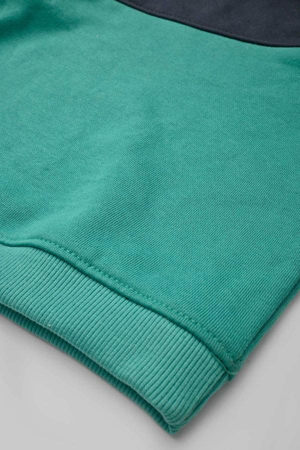 Elo Kid's Shoulder Panel Terry Sweat Shirt Navy & Aqua Green