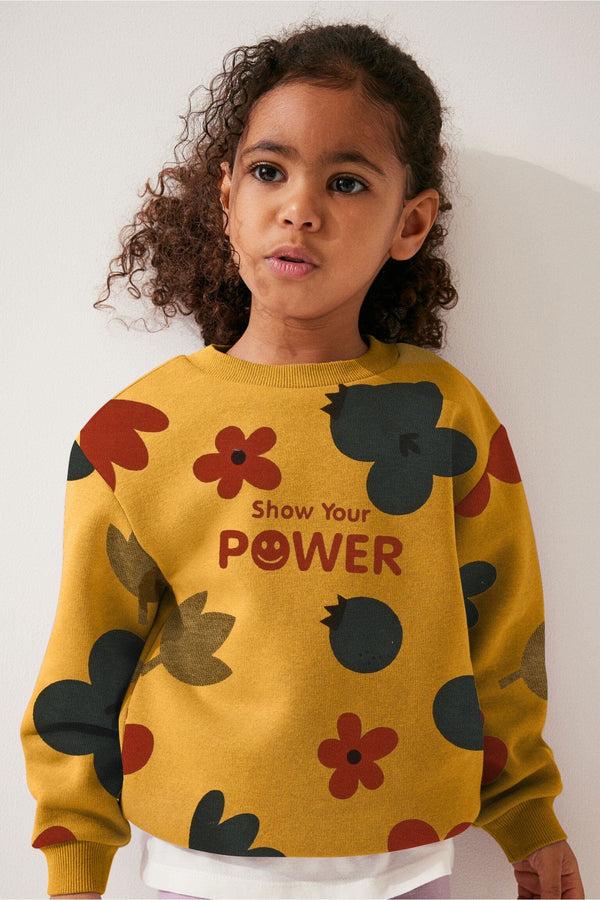 Elo Kid's Show Your Power Printed Fleece Sweat Shirt Hot Pink