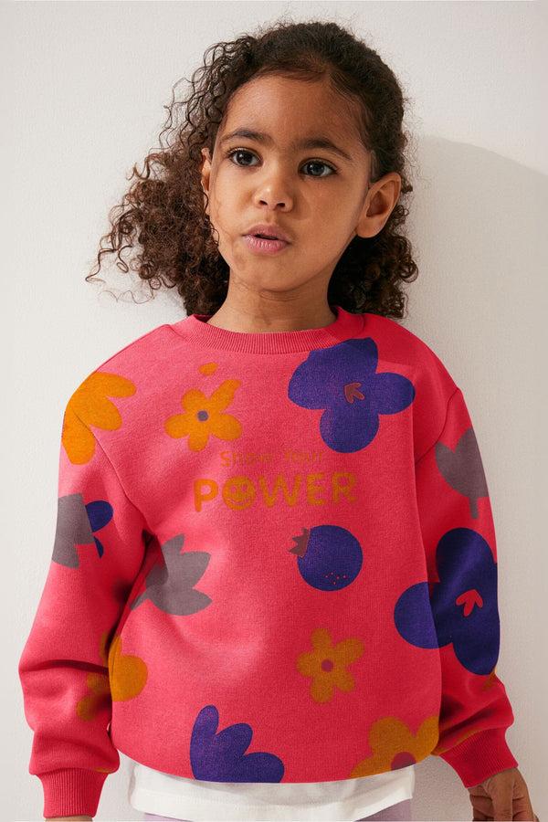 elo Kid's Show Your Power Printed Fleece Sweat Shirt Hot Pink