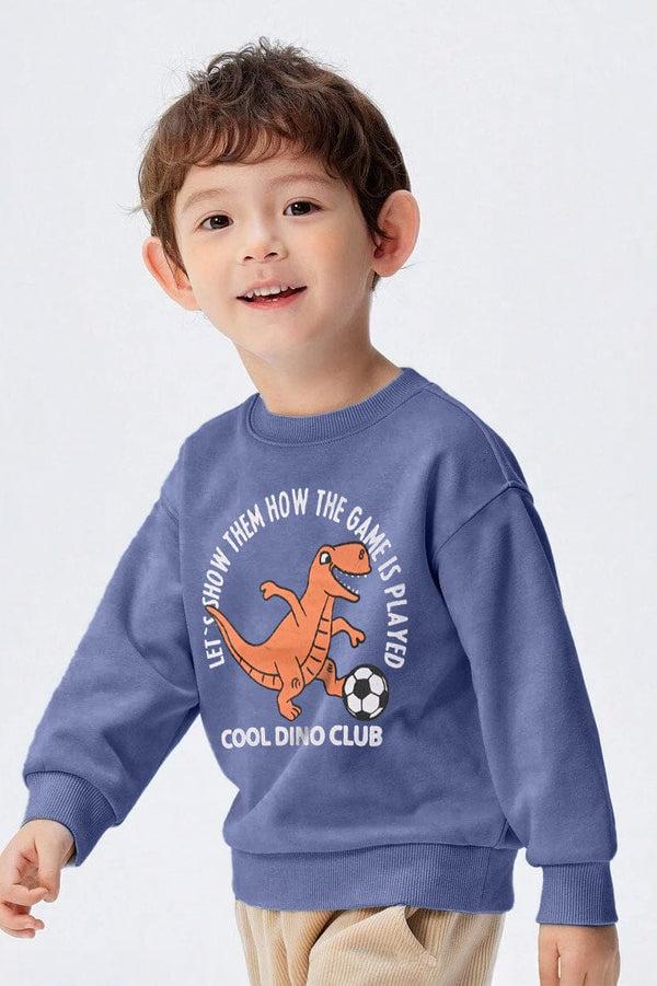 elo Kiki & Koko Boy's Cool Dino Club Printed Fleece Sweat Shirt Powder Blue