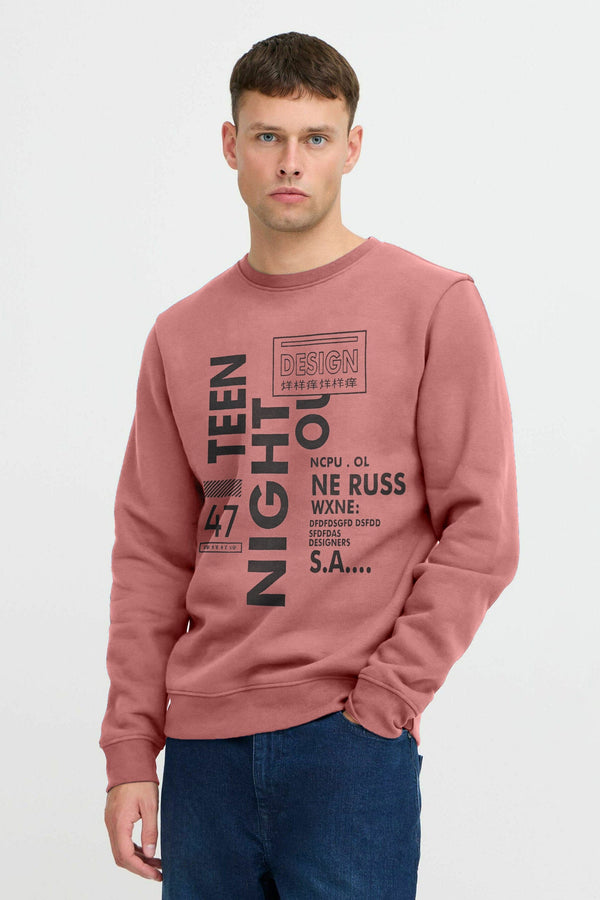 elo L.A.T Men's Teen Night Printed Fleece Sweat Shirt Powder Pink