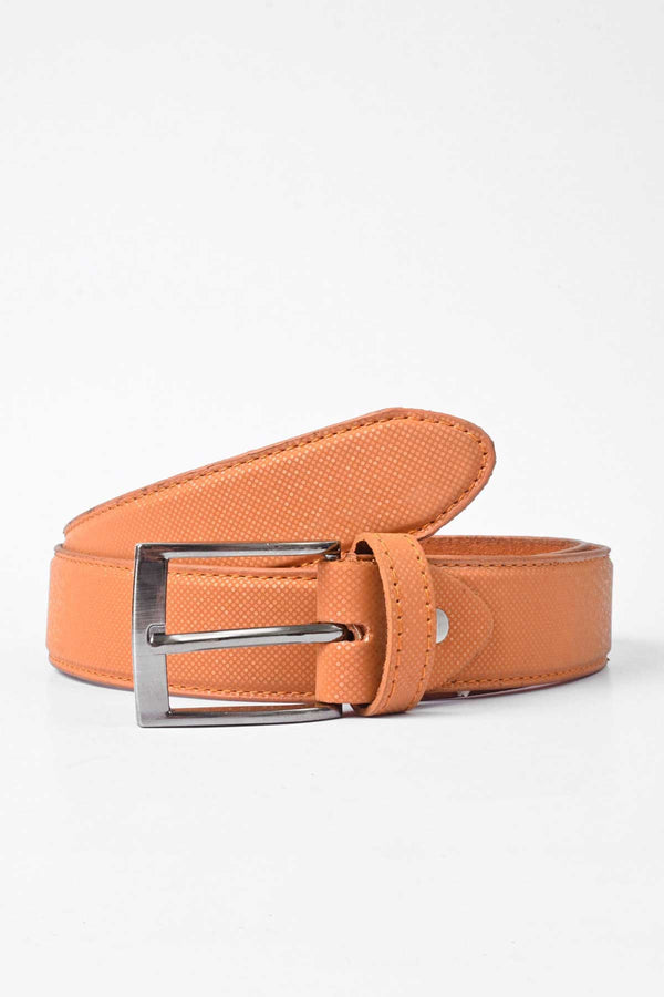 elo L&L Men's Sparkling Dots Design Leather Belt Mustard
