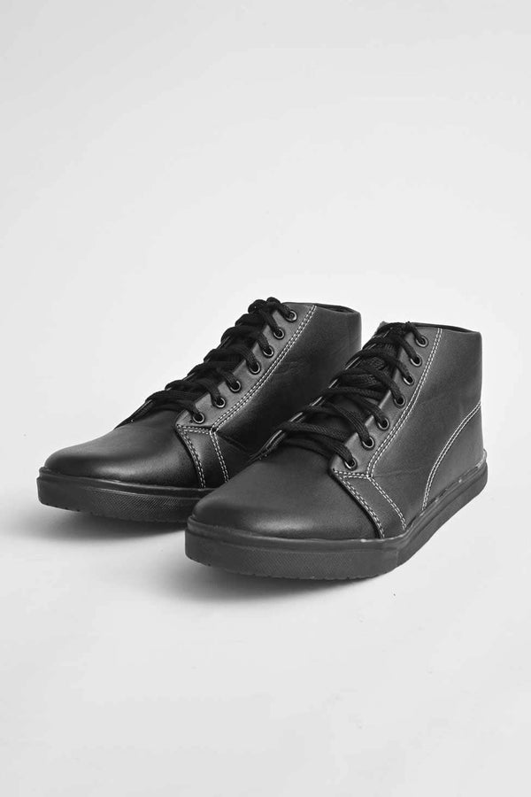 elo Lagar Men's Wiesbaden PU Leather Long Shoes Black