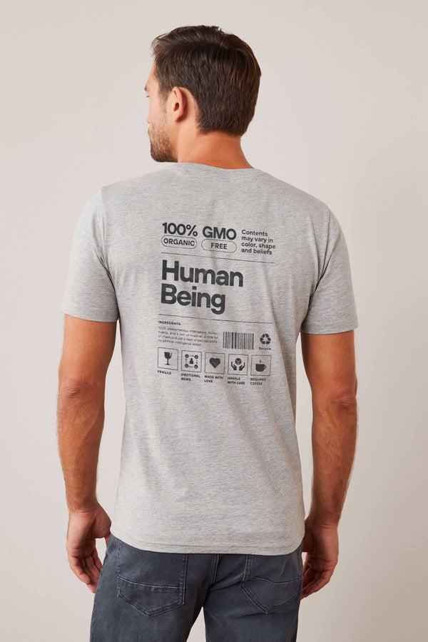 Elo LE Men's CEO Human Being Printed Crew Neck Tee Shirt Heather Grey