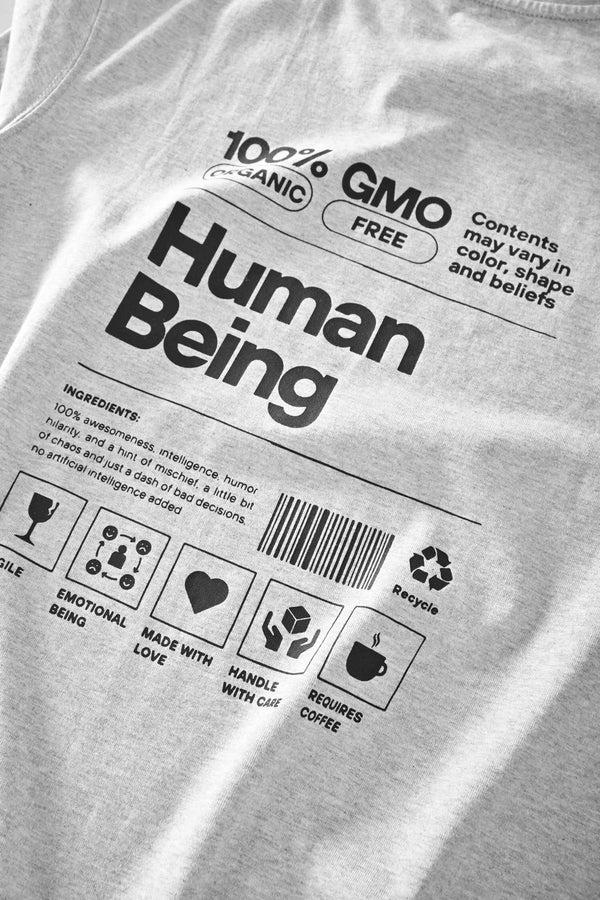 Elo LE Men's CEO Human Being Printed Crew Neck Tee Shirt Heather Grey