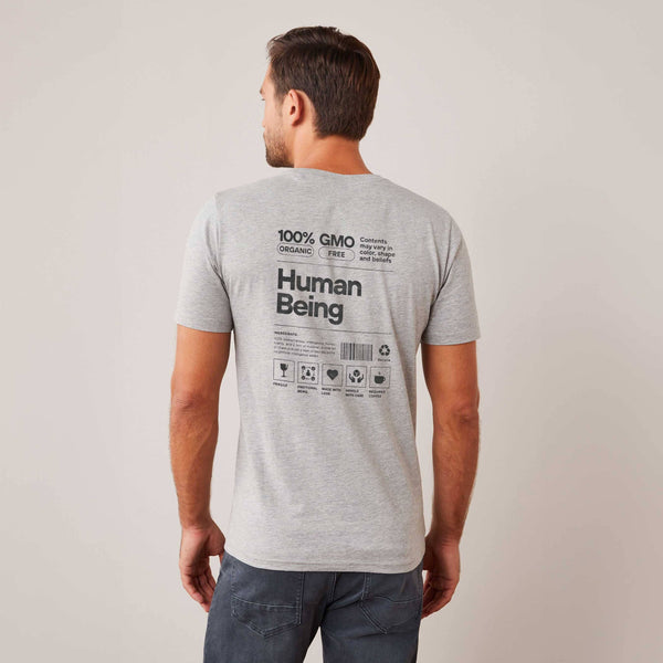 elo LE Men's CEO Human Being Printed Crew Neck Tee Shirt Heather Grey