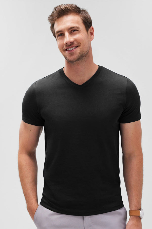 Elo LE Men's V-Neck Tee: 100% BCI Combed Cotton Elegance Silver Marl