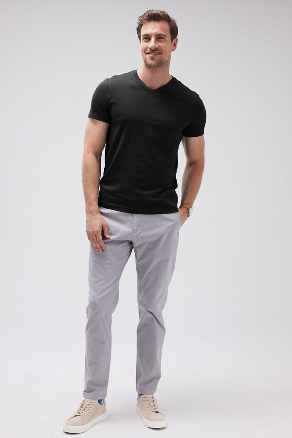 Elo LE Men's V-Neck Tee: 100% BCI Combed Cotton Elegance Silver Marl