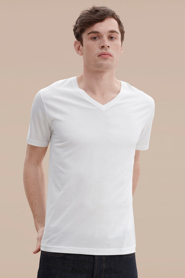 Elo LE Men's V-Neck Tee: 100% BCI Combed Cotton Elegance Silver Marl