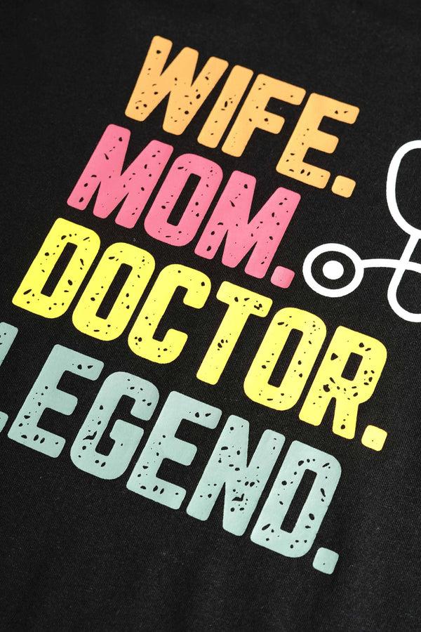 Elo LE Men's Wife Mom Doctor Legend Printed Short Sleeve Tee Shirt Black
