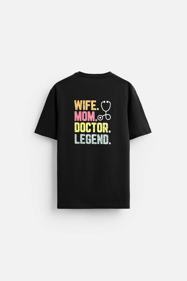 Elo LE Men's Wife Mom Doctor Legend Printed Short Sleeve Tee Shirt Black