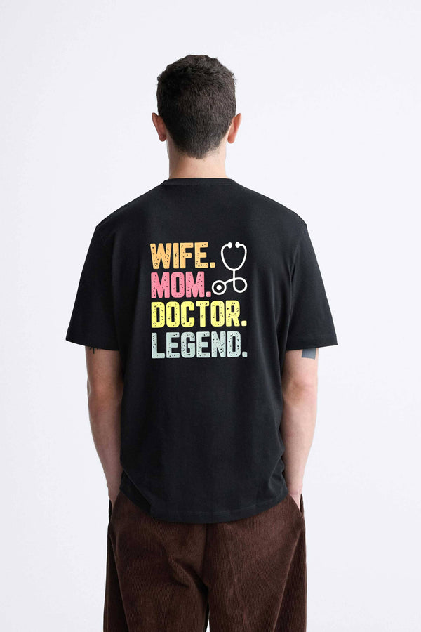 elo LE Men's Wife Mom Doctor Legend Printed Short Sleeve Tee Shirt Black