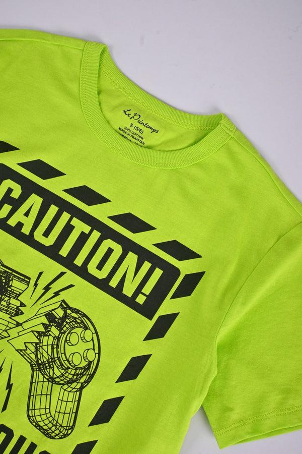 Elo Le Printemps Boy's Caution Printed Tee Shirt Parrot