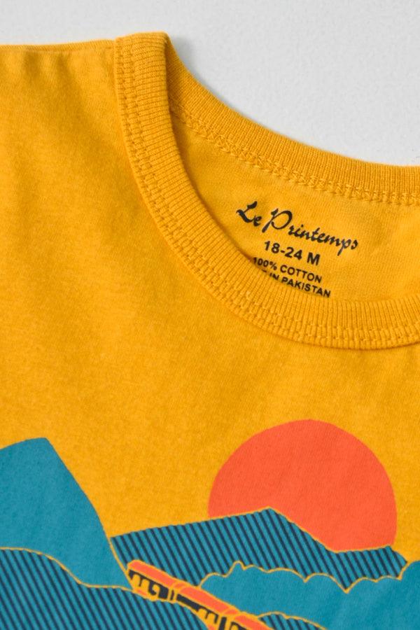 Elo Le Printemps Kid's Train Printed Tee Shirt Yellow