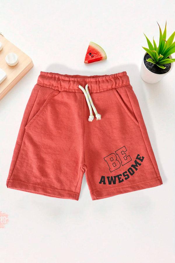 elo LFT Boy's Be Awesome Printed Classic Terry Shorts Red