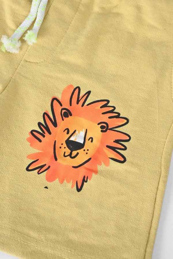Elo LFT Boy's Lion Printed Classic Terry Shorts Red