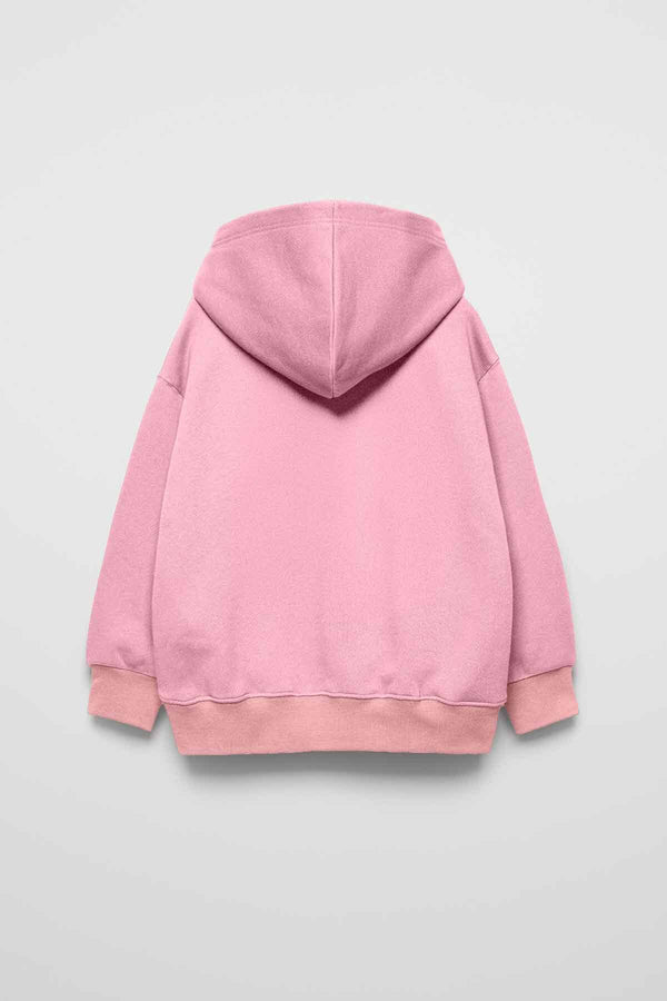 Elo LFT Girl's Doll Printed Fleece Pullover Hoodie Pink