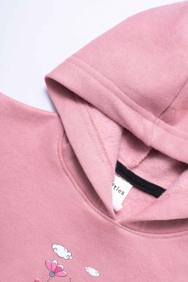 Elo LFT Girl's Doll Printed Fleece Pullover Hoodie Pink