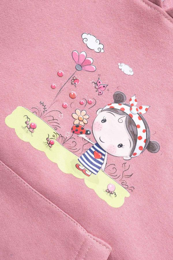 Elo LFT Girl's Doll Printed Fleece Pullover Hoodie Pink