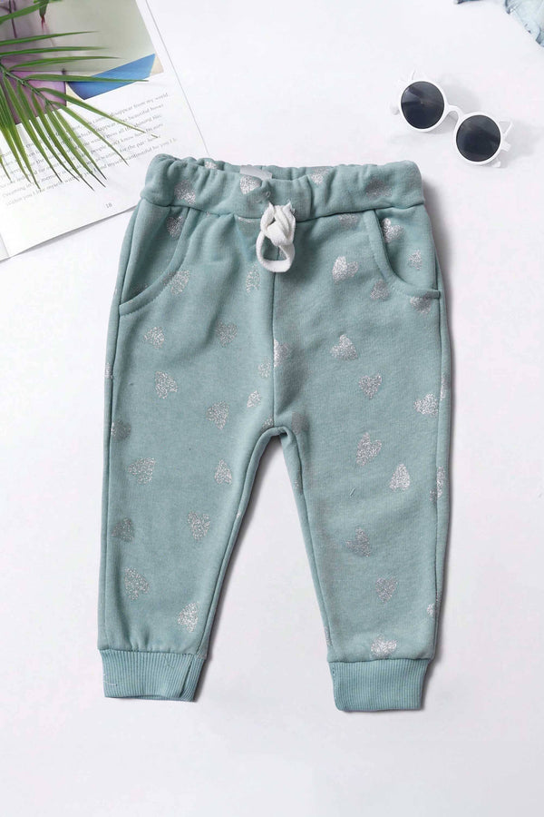 Elo LFT Girl's Heart Printed Fleece Jogger Pants Sky