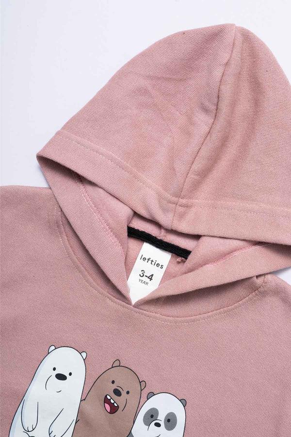 Elo LFT Kid's Bears Printed Fleece Pullover Hoodie Tea Pink