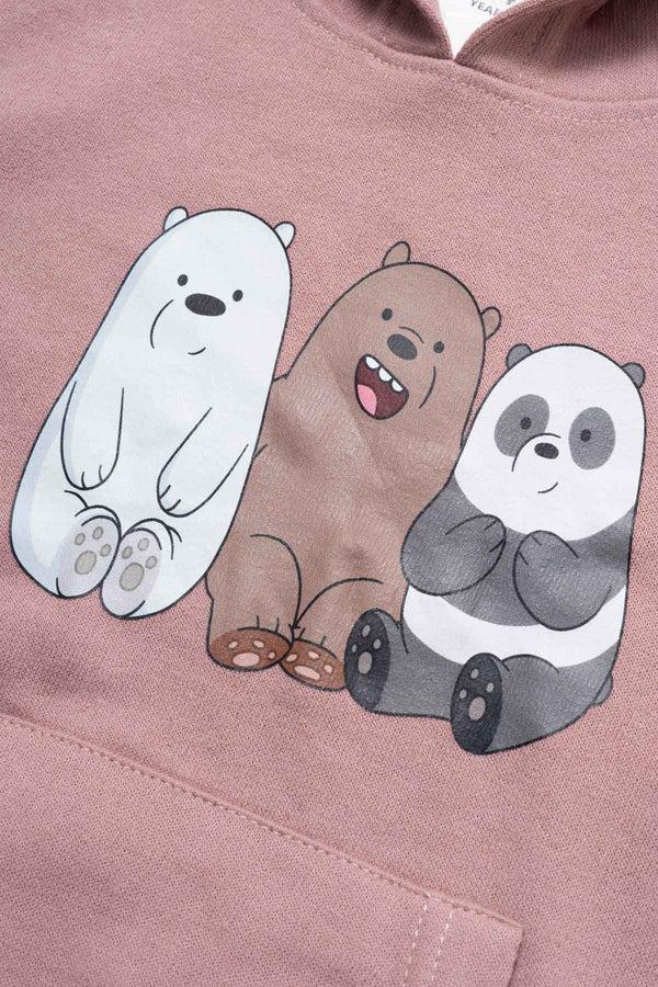 Elo LFT Kid's Bears Printed Fleece Pullover Hoodie Tea Pink