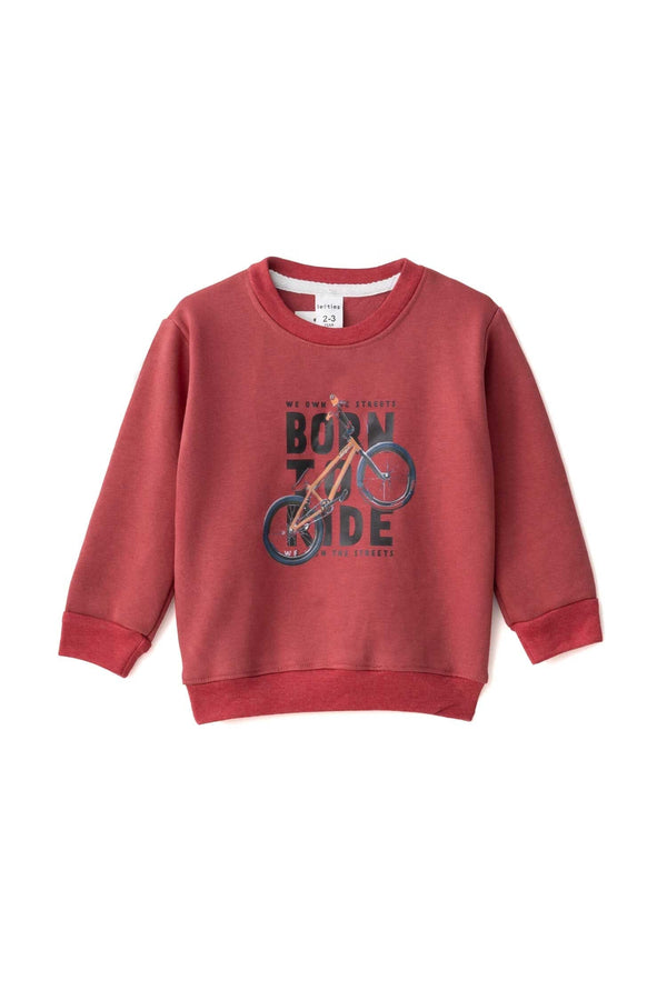 elo LFT Kid's Born To Ride Printed Fleece Sweat Shirt Plum