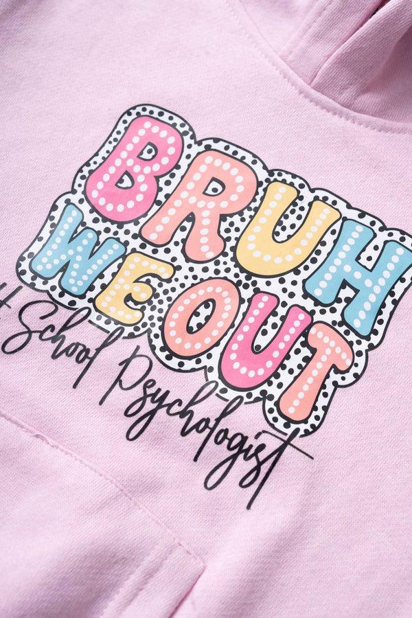 Elo LFT Kid's Bruh We Out Fleece Pullover Hoodie Pink