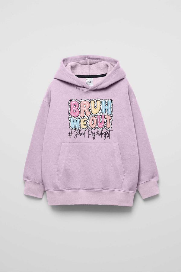 elo LFT Kid's Bruh We Out Fleece Pullover Hoodie Pink