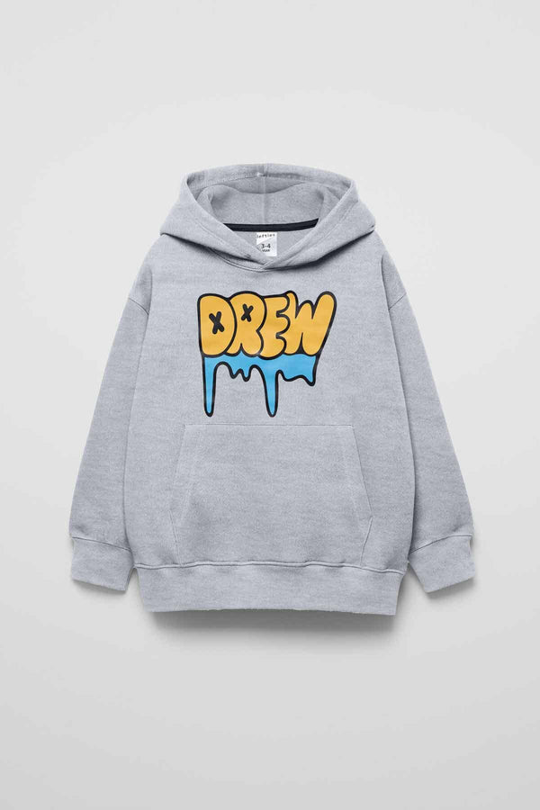 elo LFT Kid's Drew Printed Fleece Pullover Hoodie Grey