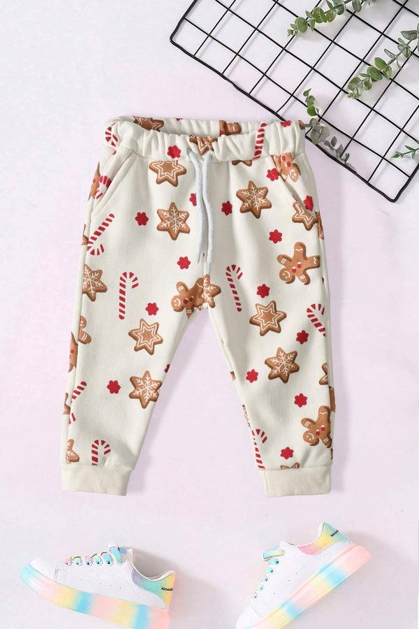 elo LFT Kid's Stars Printed Fleece Jogger Pants White