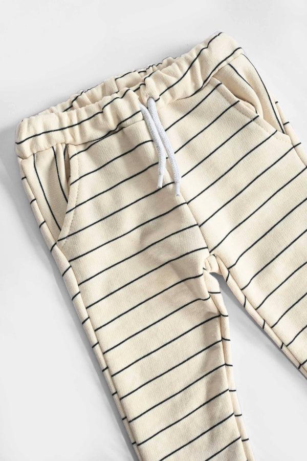Elo LFT Kid's Striped Design Premium Jogger Pants Off White