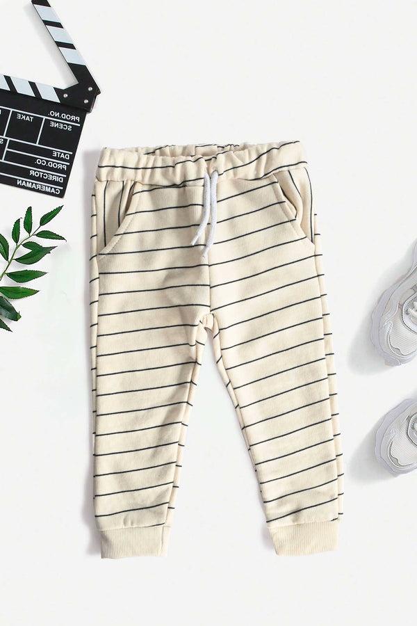 elo LFT Kid's Striped Design Premium Jogger Pants Off white