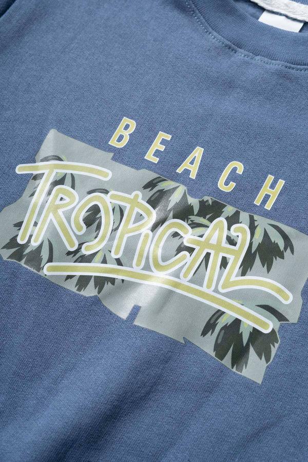 Elo LFT Kid's Tropical Printed Fleece Sweat Shirt Powder Blue