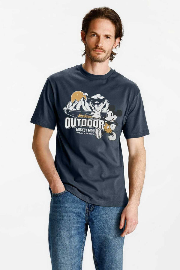 Elo LFT Men's Outdoor Micky Printed Crew Neck Tee Shirt Light Navy