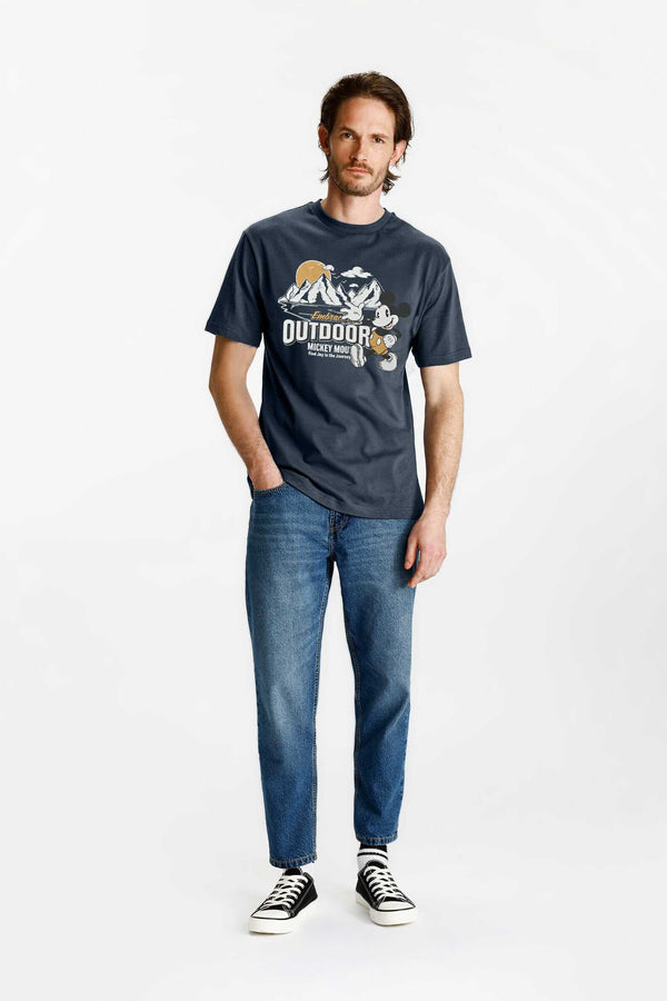 Elo LFT Men's Outdoor Micky Printed Crew Neck Tee Shirt Light Navy