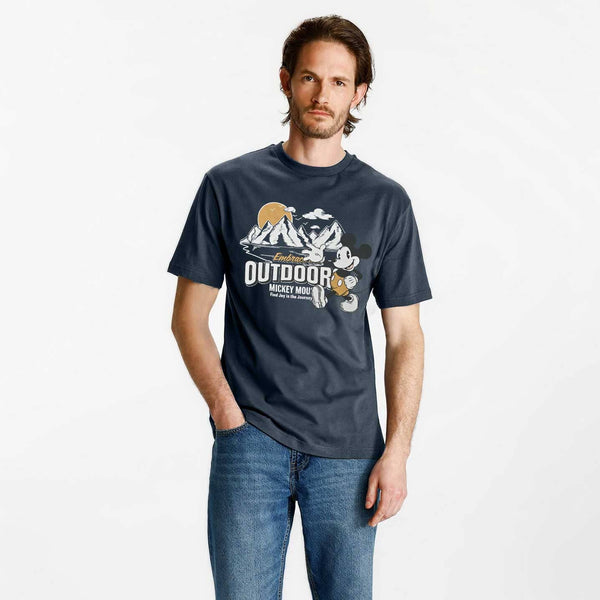 elo LFT Men's Outdoor Micky Printed Crew Neck Tee Shirt Light Navy