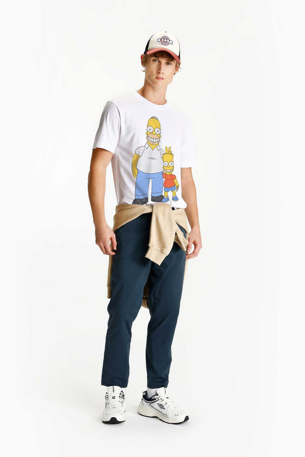 Elo LFT Men's The Simpsons Printed Short Sleeves Crew Neck Tee Shirt Off White