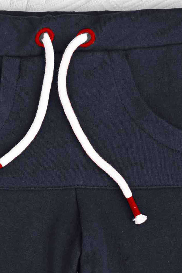 Elo Little Junior Kid's Piping Style Terry Shorts Black