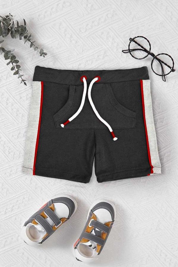 elo Little Junior Kid's Piping Style Terry Shorts Black