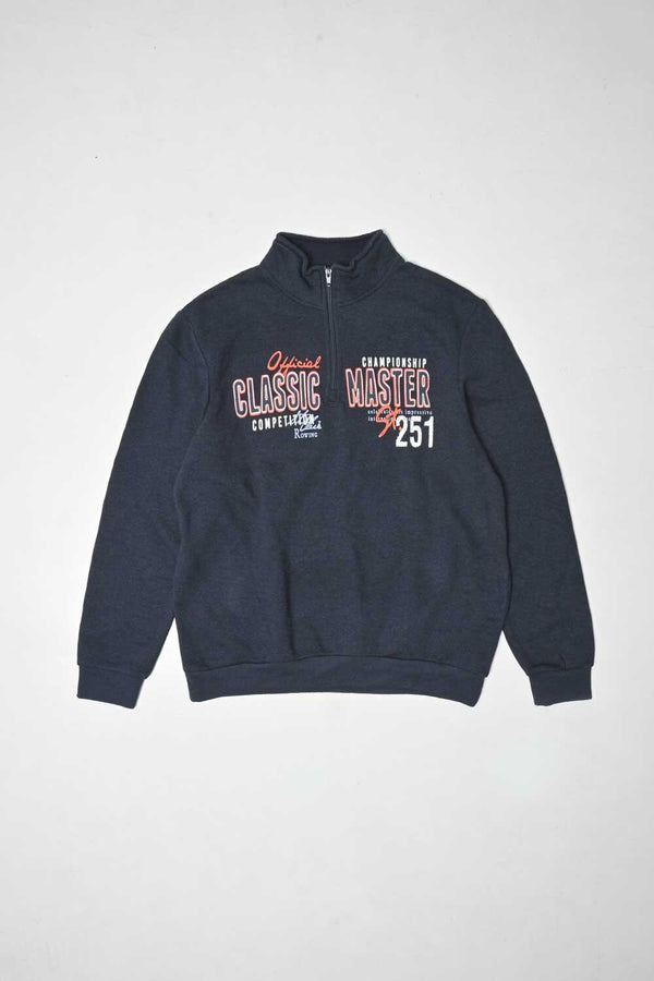 elo Livergy Men's Quarter Zipper Fleece Sweat Shirt Navy
