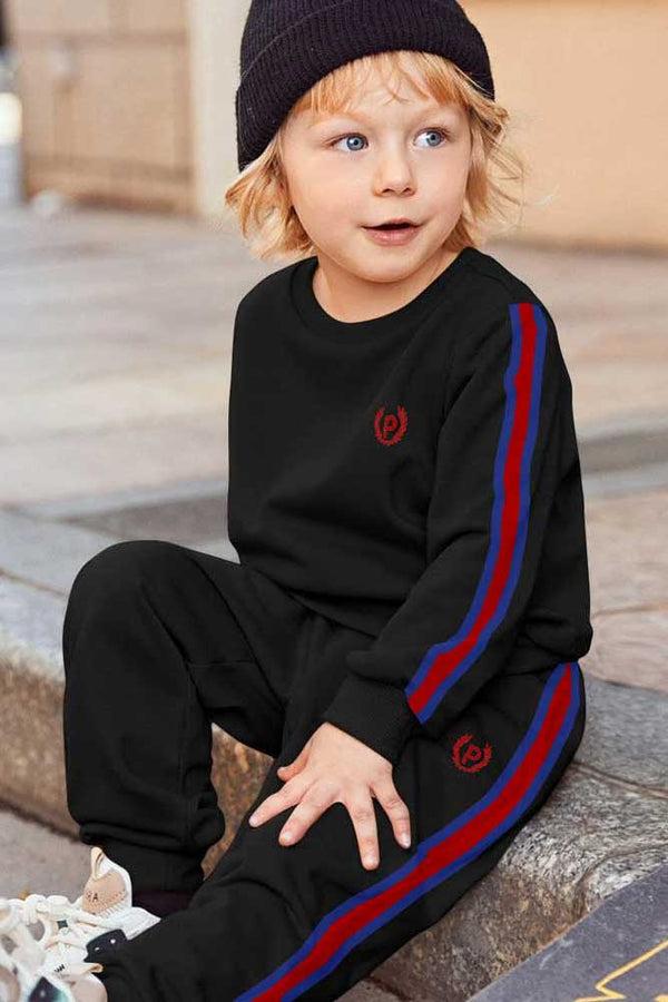 Elo London Boy's Logo Embroidered Crew Neck Fleece Track Suit Bottle Green