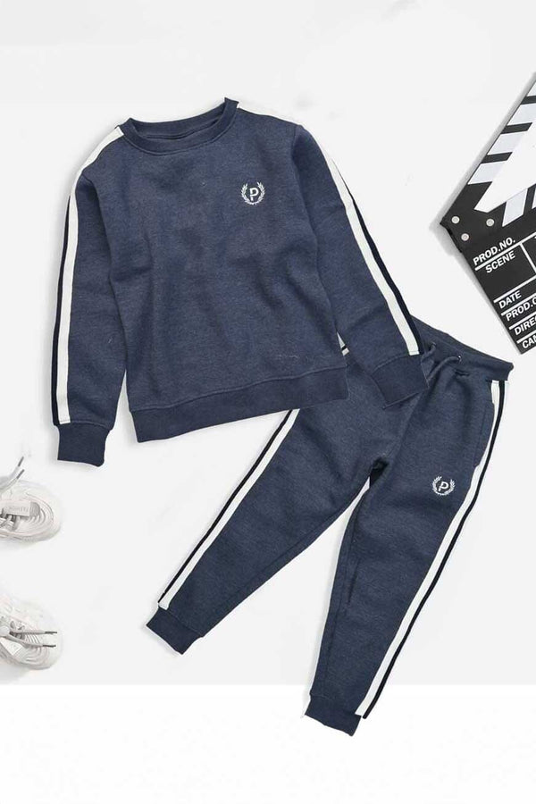 Elo London Boy's Logo Embroidered Crew Neck Fleece Track Suit Bottle Green