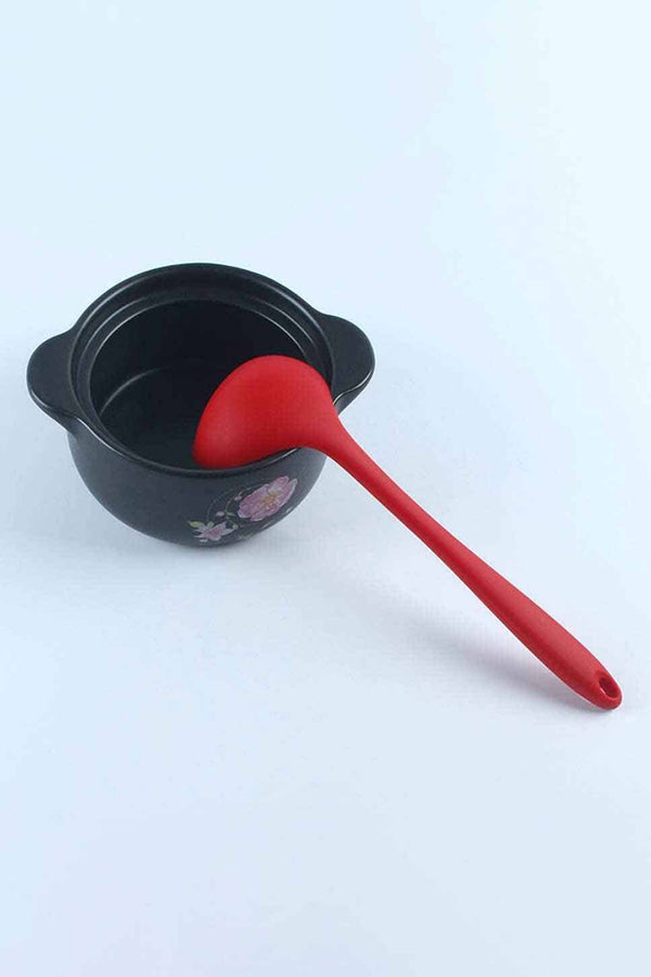 Elo Long Handle Heat Resistant Solid Silicone Spatula Black