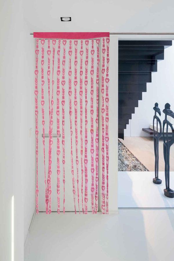 Elo Love Heart Pattern Line String Window Curtains Maroon