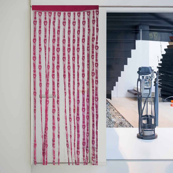 elo Love Heart Pattern Line String Window Curtains Maroon