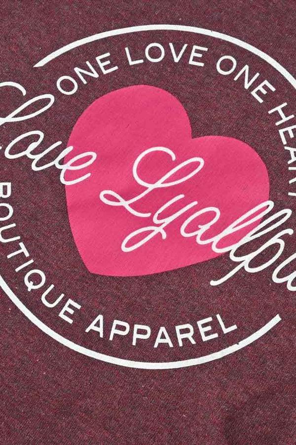 Elo Love Lyallpur Girl's Heart Printed Fleece Hooded Crop Top Suit Burgundy & Blue